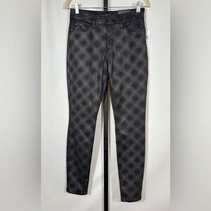 NWT NYDJ Super Skinny Jeans Women’s Sz 6 Metallic Diamond Print w Lift Tuck